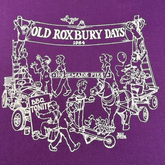 Vintage Old Roxbury Days Fair 80s Tee Purple Double Sided Single Stitch Shirt XL - Picture 2 of 7